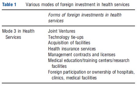 International Movement of Capital in Health Services
